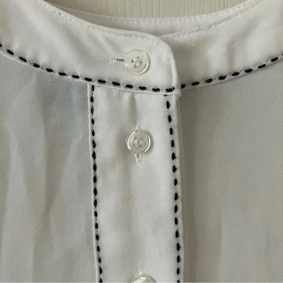 Lane Bryant Womens Shirt 18/20 Long Sleeve White Black Tunic Popover Chiffon Top - Picture 6 of 15